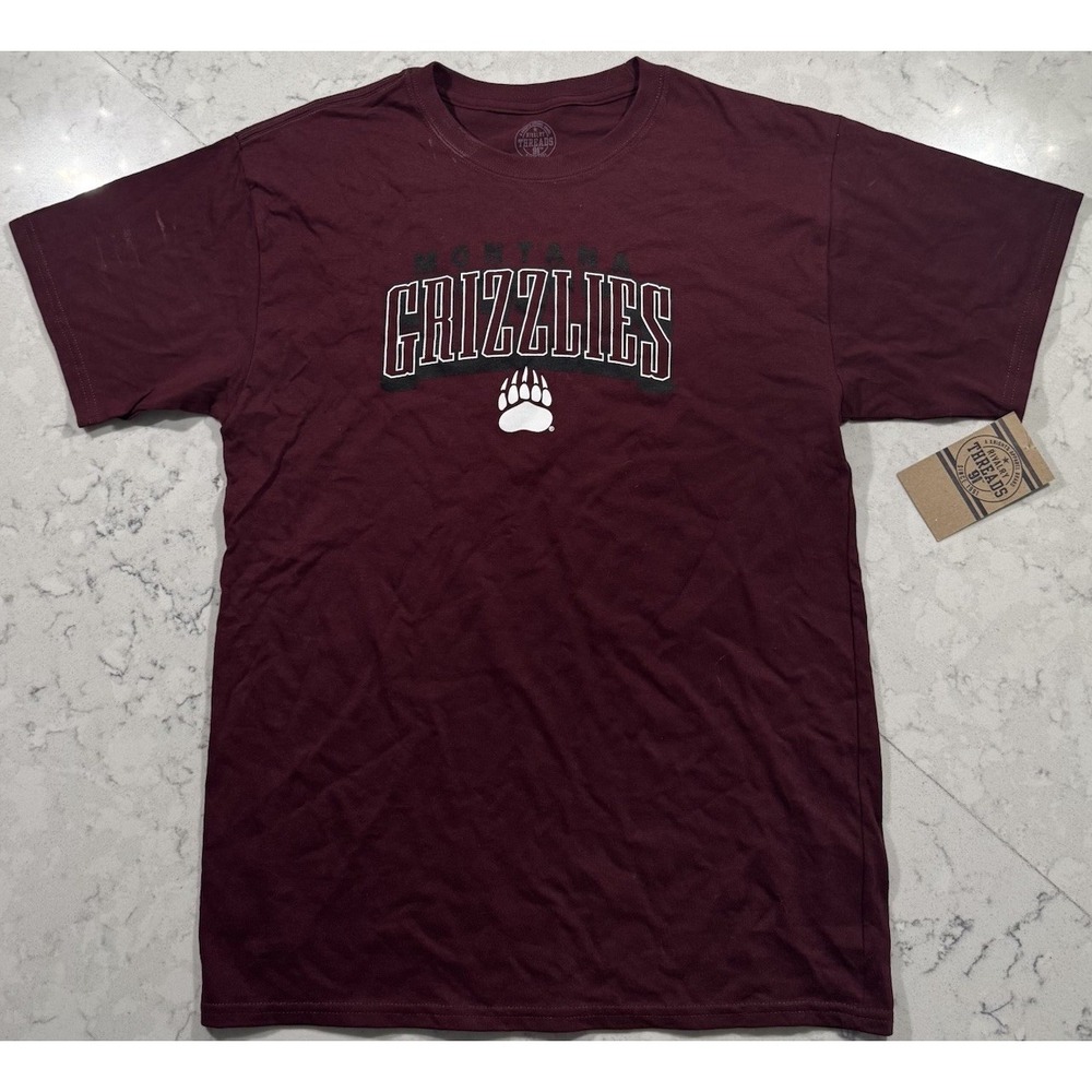NWT Montana Grizzlies T-Shirt Youth Boys XL 16/18 Maroon Griz Graphic Logo NCAA